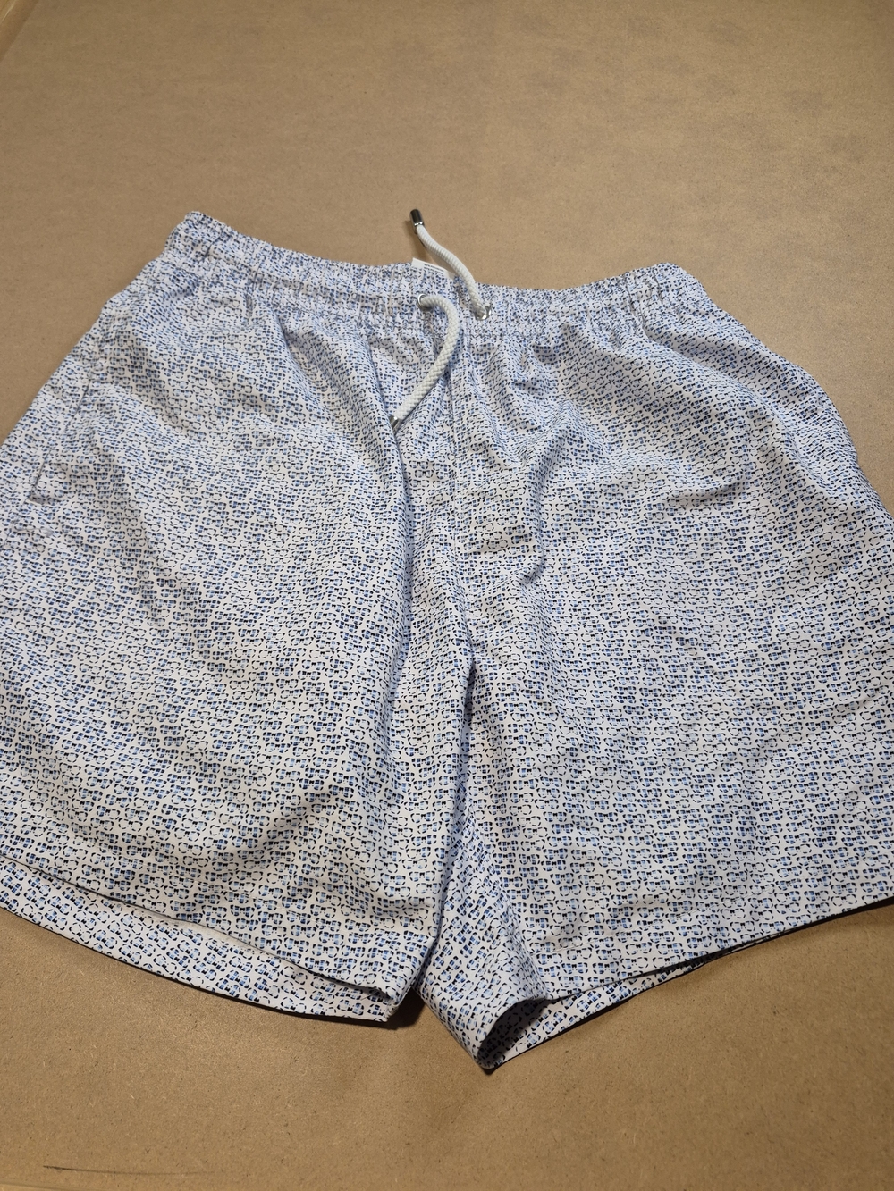 Men's White & Blue Micro Pattern Swim Trunks 4462/4